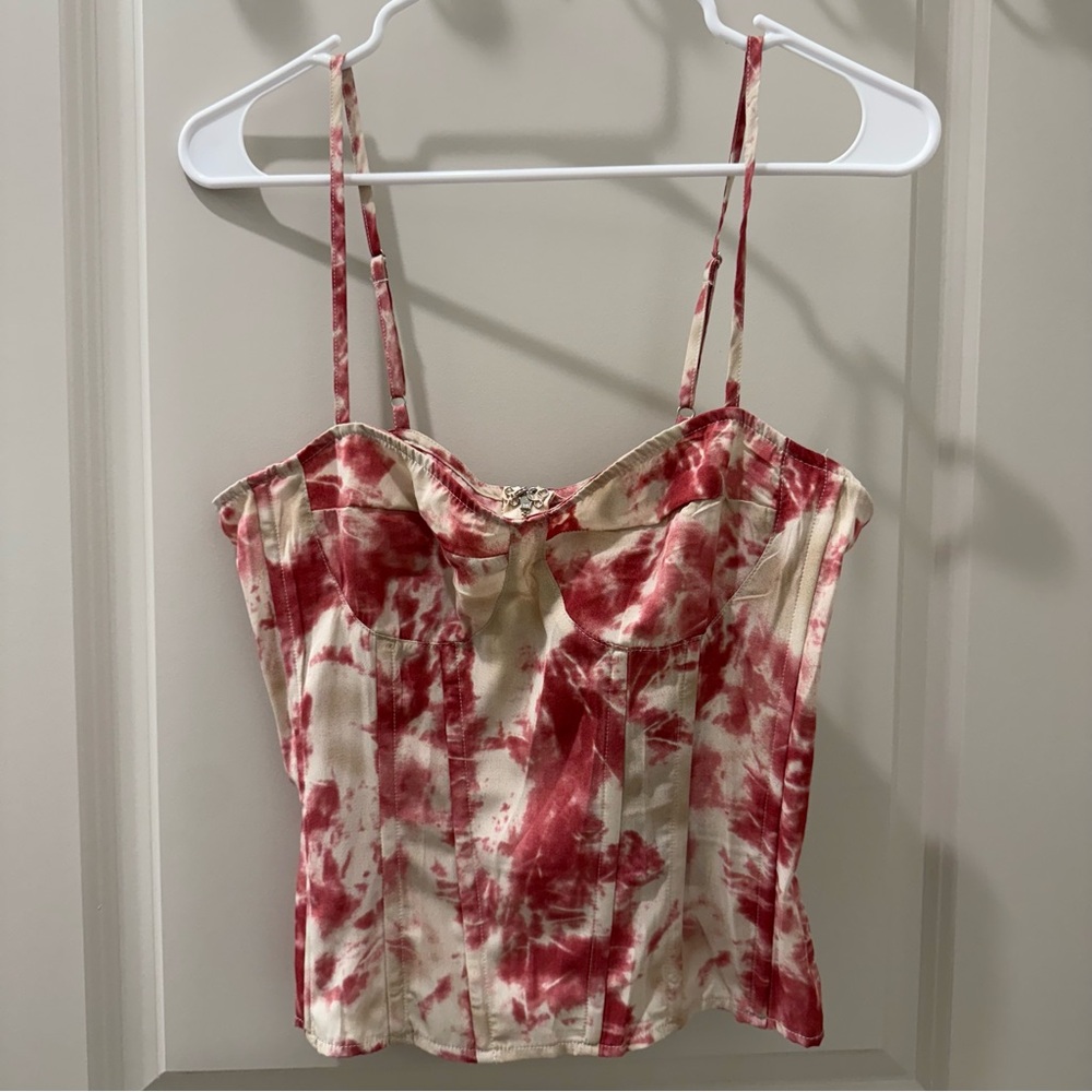 PrettyLittleThing Fuchsia Tie Dye Structured Corset Camisole US 8 NWT